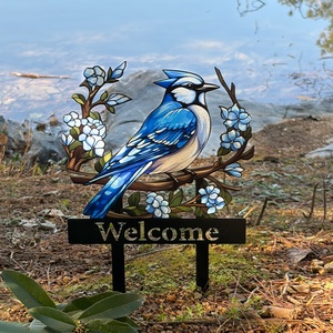 Letrero de jardín personalizado de metal negro con diseño de bienvenida, decorativo, resistente al agua, con marco fuerte, para exteriores, venta al por mayor - Product Image 1