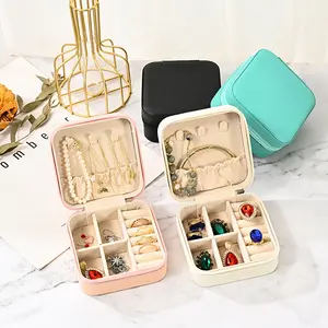 2024 Custom Logo Mini Storage Box Jewelry Portable Jewelry Storage Box Zipper Travel Jewelry Organizer New Cosmetic Case