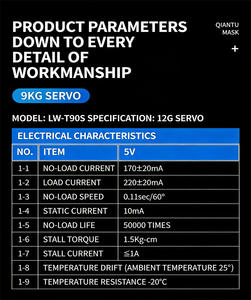Mini-moteur servo numérique ES08 12g à grande vitesse avec engrenages métalliques pour voiture RC 1/5 1/10, drone de course et modèle d'avion - Product Image 3