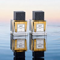 Envases de Perfume Cuadrados de Vidrio de Lujo con Tapa Cuadrada de Madera Negra de 30 ml y 50 ml con Caja de Empaque