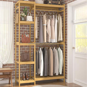 Porte-vêtements mural amovible en bambou Urban <span class=keywords><strong>Flex</strong></span> SYT pour placard, avec barre de suspension et étagère de rangement pour coin de dressing - Product Image 1