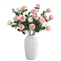 Bouquet de 6 tiges de roses artificielles faites à la main pour la décoration de la maison, les arrangements de mariage et la fête des mères