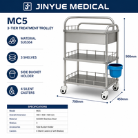 Chariot médical en acier inoxydable 304 avec tiroirs silencieux et barrière de sécurité, idéal pour les hôpitaux – Vente directe en gros