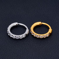 Anneau segmenté en titane ASTM F136 avec pierre CZ pour piercing, anneau de nez, clicker pour mamelon, cartilage d'oreille, tragus, hélix, lèvre, bijoux de corps