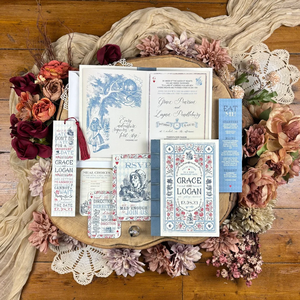 <span class=keywords><strong>Invito</strong></span> Matrimoniale Stile <span class=keywords><strong>Libro</strong></span> Pieghevole A5 con Biglietto di Ritorno A6, Libretto Vintage e Segnalibro - Product Image 1