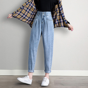 Moda mujer Jeans Daddy pantalones 100% algodón Denim lavado botón Fly cintura alta pantalones de <span class=keywords><strong>piernas</strong></span> <span class=keywords><strong>largas</strong></span> mujeres - Product Image 5