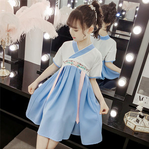 Compras en Línea al por Mayor, Vestidos de Verano para Niñas con Bonitos Bordados de Flores, Estilo Chino Hanfu con Cintas, de Proveedor Chino - Product Image 4