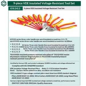 Set di Utensili Isolati VDE 09262 in Acciaio al Carbonio Resistente alla Tensione, 9 Pezzi - Product Image 6
