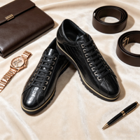 Chaussures en cuir pour hommes, baskets habillées hybrides à semelle épaisse pour réunions d'affaires, mariages, fêtes, bureau quotidien, baskets de luxe de créateur