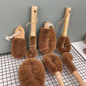 Juego de Cepillos de Cocina de Madera de Bambú Ecológicos Naturales con Cerdas de Fibra de Coco para Limpiar Platos, Botellas y Ollas - Product Image 4