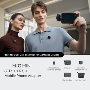 Micro không dây chính hãng DJ Mic Mini (2 TX + 1 RX + hộp sạc) + Bộ chuyển đổi điện thoại di động sét - Product Image 6