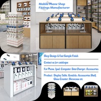 Célèbre marque boutique logo bande design bois verre lumière led téléphone portable vitrine téléphone portable vitrine