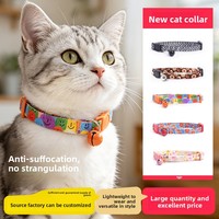 Collier pour chat en polyester, nouveau style 2026, anti-suffocation, anti-étranglement, boucle de sécurité réglable, clochette, color block
