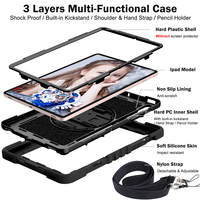 Housse et étui robustes pour tablette Samsung Tab S10 Lite X406B, étui robuste avec protection à 360° °   Housse antichoc rotative avec sangle de maintien
