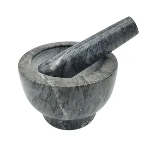 Bir taş fincan granit Molcajete ve havaneli gri Pestle16 harç