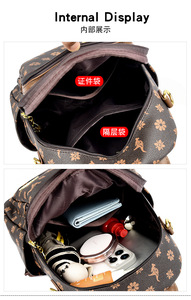 Factory Custom Ins Fashion <b>Backpack</b> Multipurpose Laptop Bag Girls Versatile PU Leather Schoolbag School Bag for Teenage Girls - Product Image 5