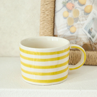 Tasses à rayures peintes à la main très vendues, design à rayures horizontales vertes, tasses à café en céramique personnalisées de 400 ml