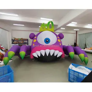 Lighting Purple Inflatable Eyed Monster for Halloween Street Building Art Decoration