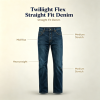 Celana Jeans Pria Katun Spandex Flex Regular Fit Lima Kantong Denim Klasik Serbaguna Kasual