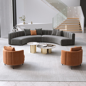 Sofá Curvo para Hotel con Espuma de Alta Densidad, Tela de Terciopelo, Diseño en Arco para Área de Recepción - Product Image 4