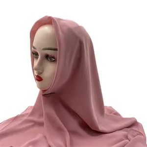 2022 newest plain color chiffon shawl head scarf hijab for muslim women can make to order