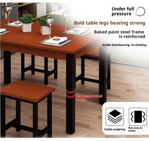 Table à manger moderne Set2 chaises bois haut métal jambe rectangulaire meubles <span class=keywords><strong>de</strong></span> <span class=keywords><strong>cuisine</strong></span> pour la maison Restaurant café petit espace - Product Image 5