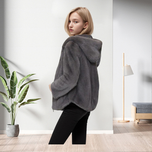 Vente chaude : Manteau en fourrure épais et chaud, couleur unie, grande taille, manches longues, col rabattu, tendance hiver - Product Image 3