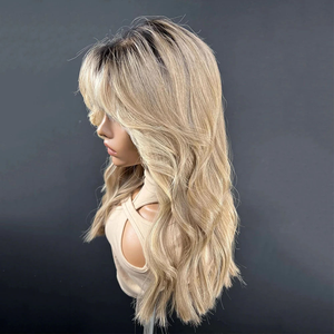 Perruque frontale 360 la plus populaire, cheveux russes ondulés, ombré brun doré clair, 20 pouces, densité 150%, dentelle transparente, pré-épilée - Product Image 3