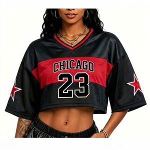 <span class=keywords><strong>Maillot</strong></span> de basket-ball personnalisé <span class=keywords><strong>Chicago</strong></span> <span class=keywords><strong>Bulls</strong></span> pour femme, coupe ample, style crop top, en mesh, épaules tombantes, faible MOQ, OEM - Product Image 3