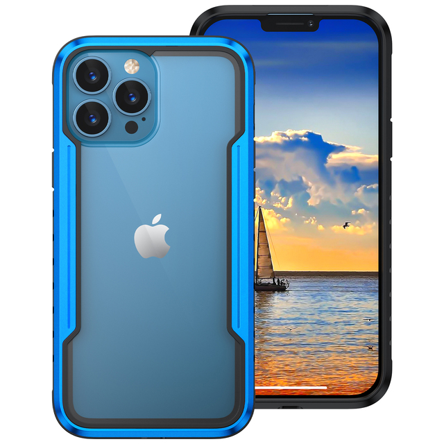 Defense Shield for iPhone 15 Pro Max Drop Tested Tough Case Hybrid PC TPU Aluminum Bumper Case for iPhone 14 Max 13 Pro 12 Mini