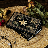 Best-Sale Personal isierte Tarot-Karte Themen papier Journal Schwarz gold Hexagramm Tragbares Notizbuch mit dreifach magnetischem Tagebuch