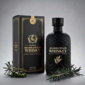 Bouteille en verre super-flint gaufré de luxe 500 ml, personnalisable avec logo, vide, pour spiritueux, whisky, vodka, brandy, <span class=keywords><strong>gin</strong></span>, rhum – Fabrication OEM - Product Image 1