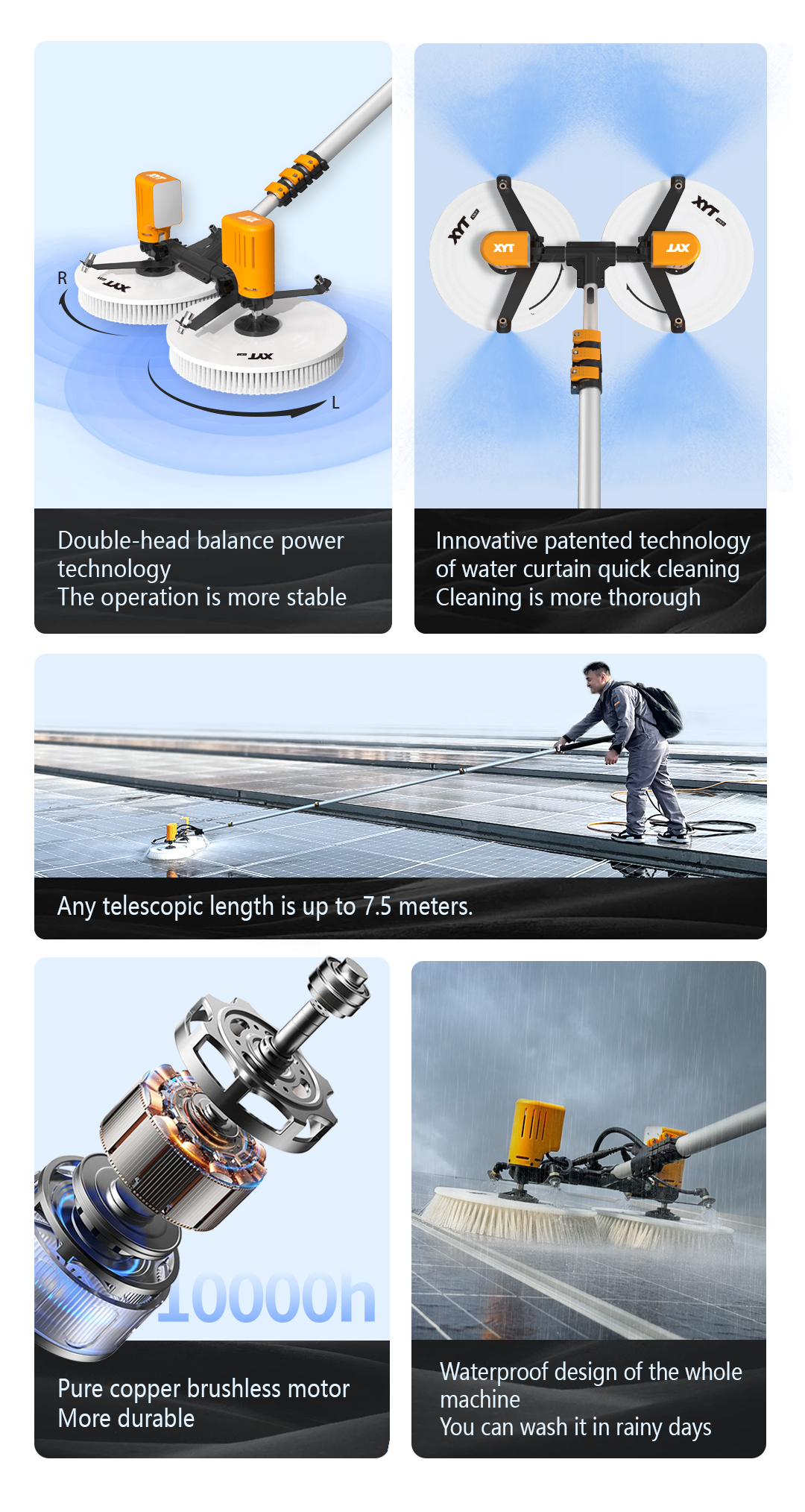 XYT Solar Panel Cleaning Brush - Automatic Double Head Robot