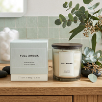 Bougie parfumée en cire de soja à double mèche, 350g, dans un bocal en verre transparent avec couvercle en bois, boîte cadeau personnalisée avec logo, pour cadeaux de festival, décoration d'hôtel