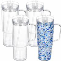 Gobelet de voyage personnalisé de 40 oz à double paroi, anti-fuite, sans BPA, avec paille en plastique, couvercle réutilisable, poignée et design de dessin animé mignon