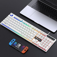 KM170 Jertech Ambidextrous sessiz RGB LED oyun klavyesi fare seti kazan-kilit dökülme dayanıklı USB Internet tuşları Tablet kullanıcıları