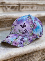 Gorra de Béisbol Bordada con Diseño Floral Vintage Personalizado, Diseño de Mariposa, Color Morado, Deportiva, Ajustable, Unisex, Venta al Por Mayor, MOQ Bajo