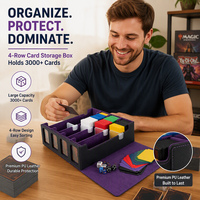 Boîte de rangement pour cartes en PU à 4 rangées, fenêtre transparente, capacité de plus de 3000 cartes, pour collection de cartes de jeux de société, présentoir anti-poussière, étui robuste