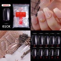 500 Uds./Bolsa de Puntas de Uñas Francesas Mixtas Cuadradas, Coffin, Almendradas, Curvadas en C, Uñas Postizas de ABS, Uñas a Presión, Herramientas Profesionales de Manicura