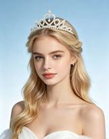 Couronne de princesse en alliage et strass pour enfants, vente en gros d'usine, diadème en quartz transparent pour filles, anniversaire, mariage, fête