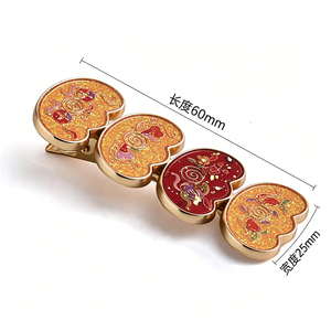 Women Chinese Style Enamel Cloud Shape Hair Clip Barrette Wholesale, Custom Pattern <b>Gold</b> Plated Hair Barrette - Product Image 2