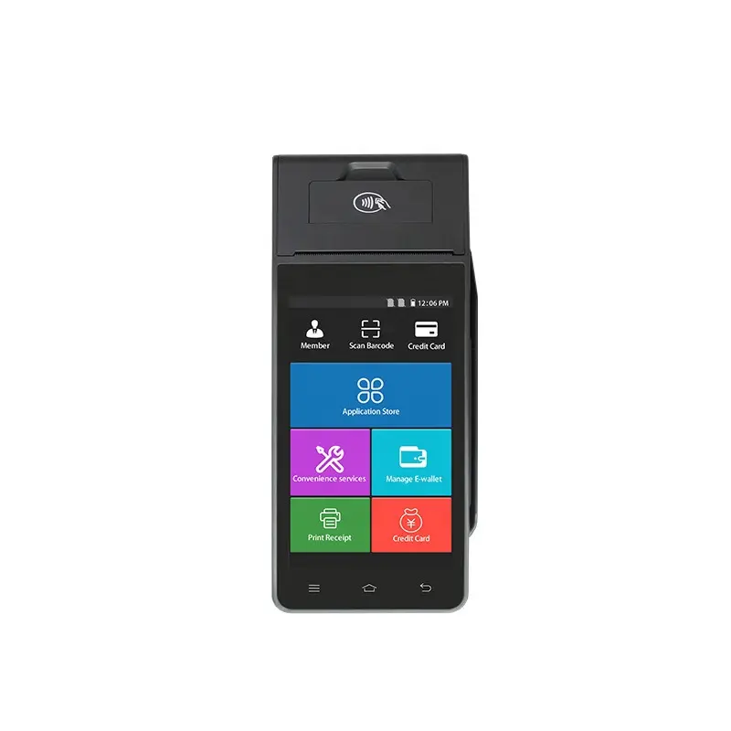 Mesin Printer Mini layar sentuh portabel, mesin Printer Pos termal Android layar sentuh kapasitif portabel 5.0 inci Nfc 1GB 8GB Emv Terminal BT