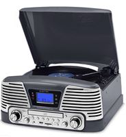 Tourne-disque Lecteur de gramophone sans fil vintage à 3 vitesses Radio FM Lecteur de platine vinyle