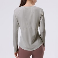 Haut de sport professionnel à manches longues pour femme, en Spandex/Polyester respirant, à quatre points de couture et six fils, idéal pour le yoga et la course à pied