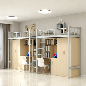 เตียงสองชั้นสีดำและไม้สไตล์โมเดิร์นปรับแต่งได้ พร้อมโต๊ะรูปตัวแอลและชั้นวางแบบเปิดสำหรับลุคสไตล์เมือง - Product Image 4