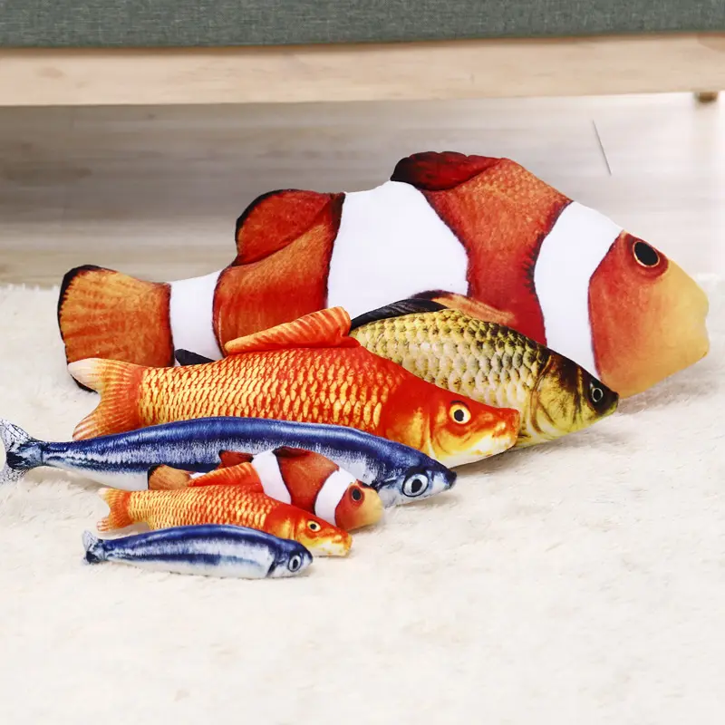 Flopping Fish Cat Toy Natural Catnip Filled Interactive Cat Fish Toy Stuffed Soft Plush Fish 60cm Catnip Toy