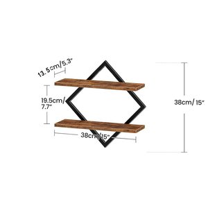 Wooden <b>Wall</b> <b>Mounted</b> <b>Shelf</b> Geometric Shape 2 Tier For Living Room Storage Rack - Product Image 5