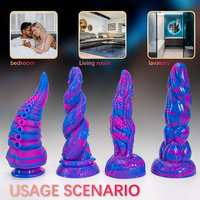 Dildo de Tentáculo Alienígena, Dildo de Fantasía de Monstruo, de Silicona con Ventosa, Texturizado y Acanalado, para Estimulación Anal, Vaginal y del Punto G, Juguete Sexual para Adultos