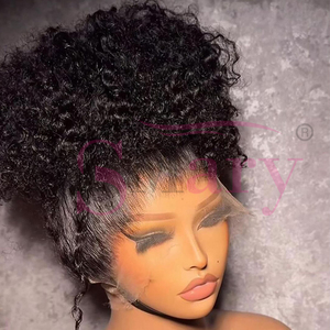 Peluca de Cabello Humano 100% Natural con Frente de Encaje y Cordón Ajustable, Sin Pegamento, de Alta Definición 360°, en Oferta - Product Image 1