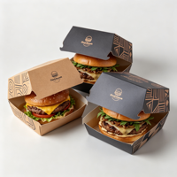 Boîte à hamburger biodégradable robuste et écologique en gros avec impression personnalisée et pelliculage brillant pour restaurants